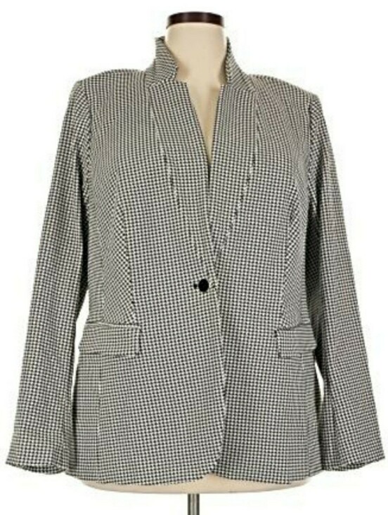 Lane Bryant Jackets & Blazers - Lane Bryant , Sexy Stretch, Houndstooth Black White Blazer, Size 20